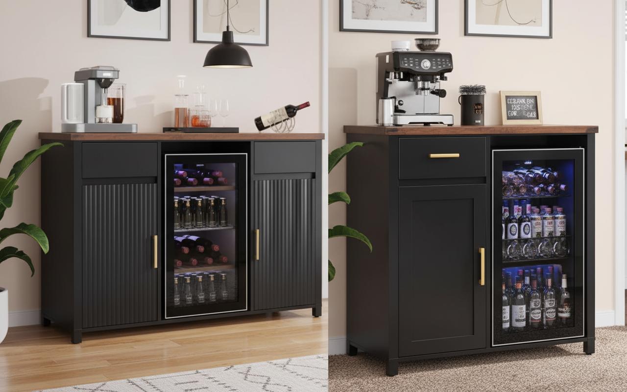 Best Multipurpose Sideboard with Integrated Mini Fridge - Organizing Coffee Essentials, Integrated Fridge, Wine Storage