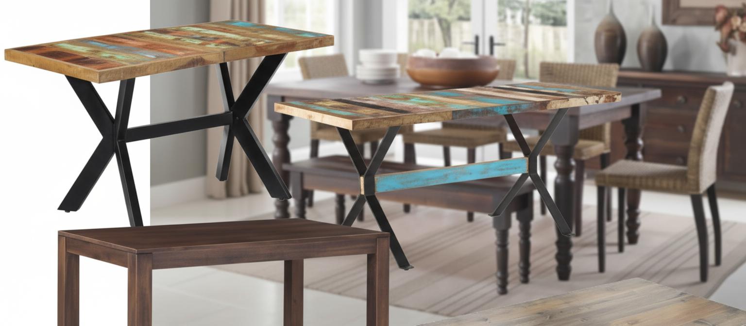 Best Reclaimed Wood Dining Table - Sturdy Build, Handcrafted Design, Industrial Style Appeal