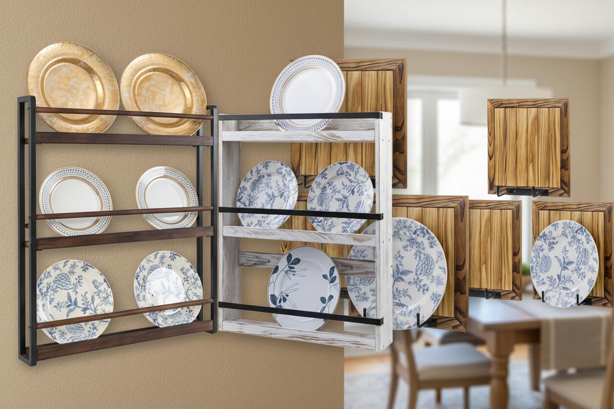 Best Reclaimed Wood Wall-Mounted Plate Racks - Rustic Charm, Space-Saving Design, Durable Organization