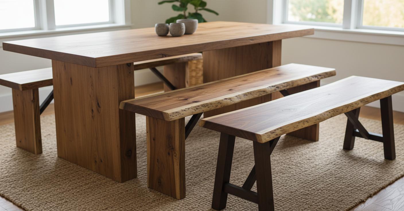 Best Rustic Live-Edge Dining Benches - Rustic Modern Design, Sturdy Build, Easy Assembly