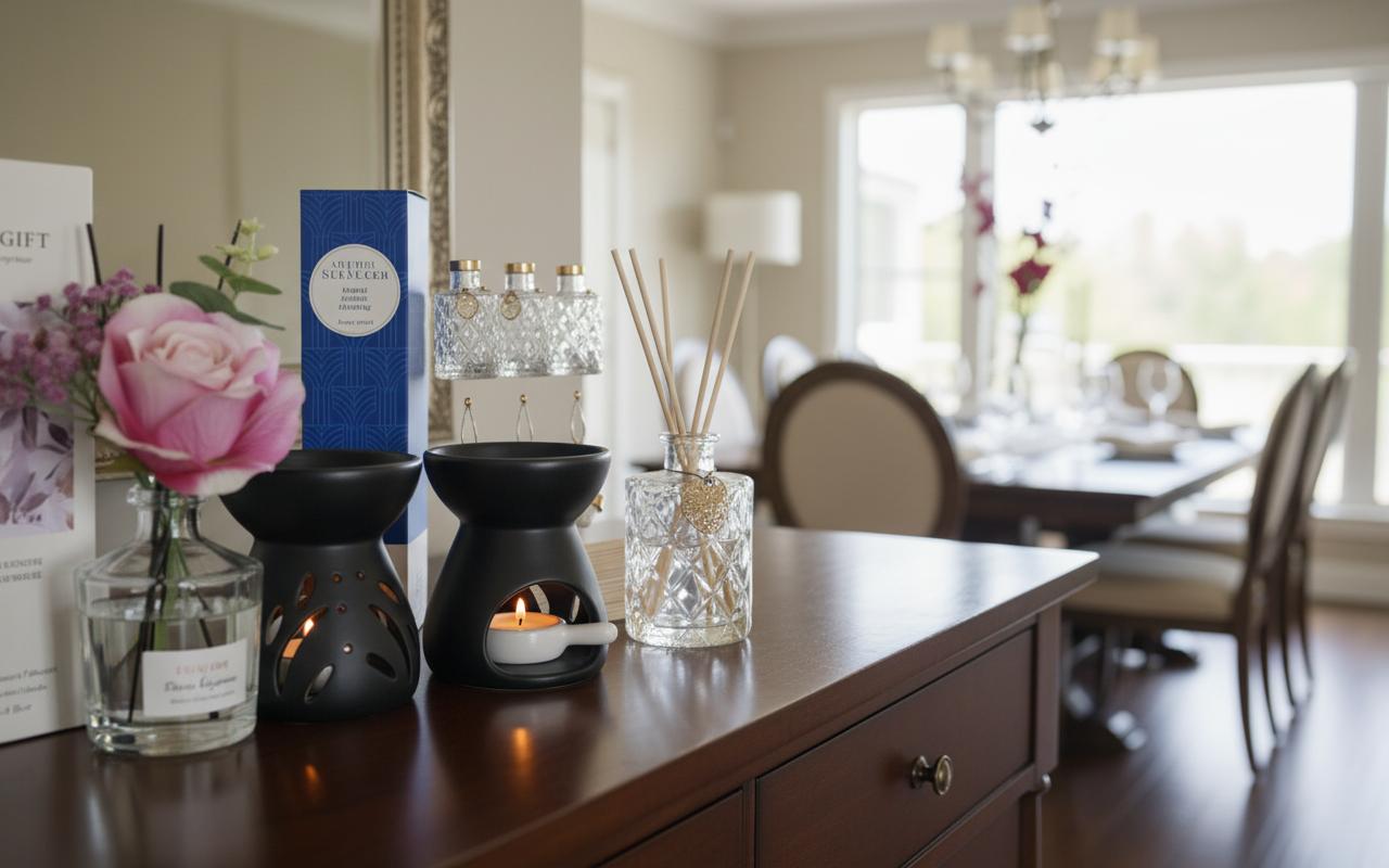 Best Scent Diffuser Centerpiece - Soothing Bathroom Ambiance, Long-Lasting Gardenia White Tea Fragrance, Elegant Design