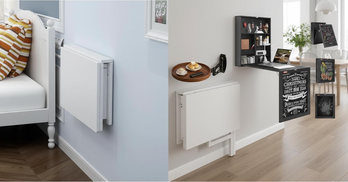 Best Space-Saving Wall-Mounted Folding Dining Table - Maximizes Small Spaces, Versatile Design, Easy Fold-Down Function