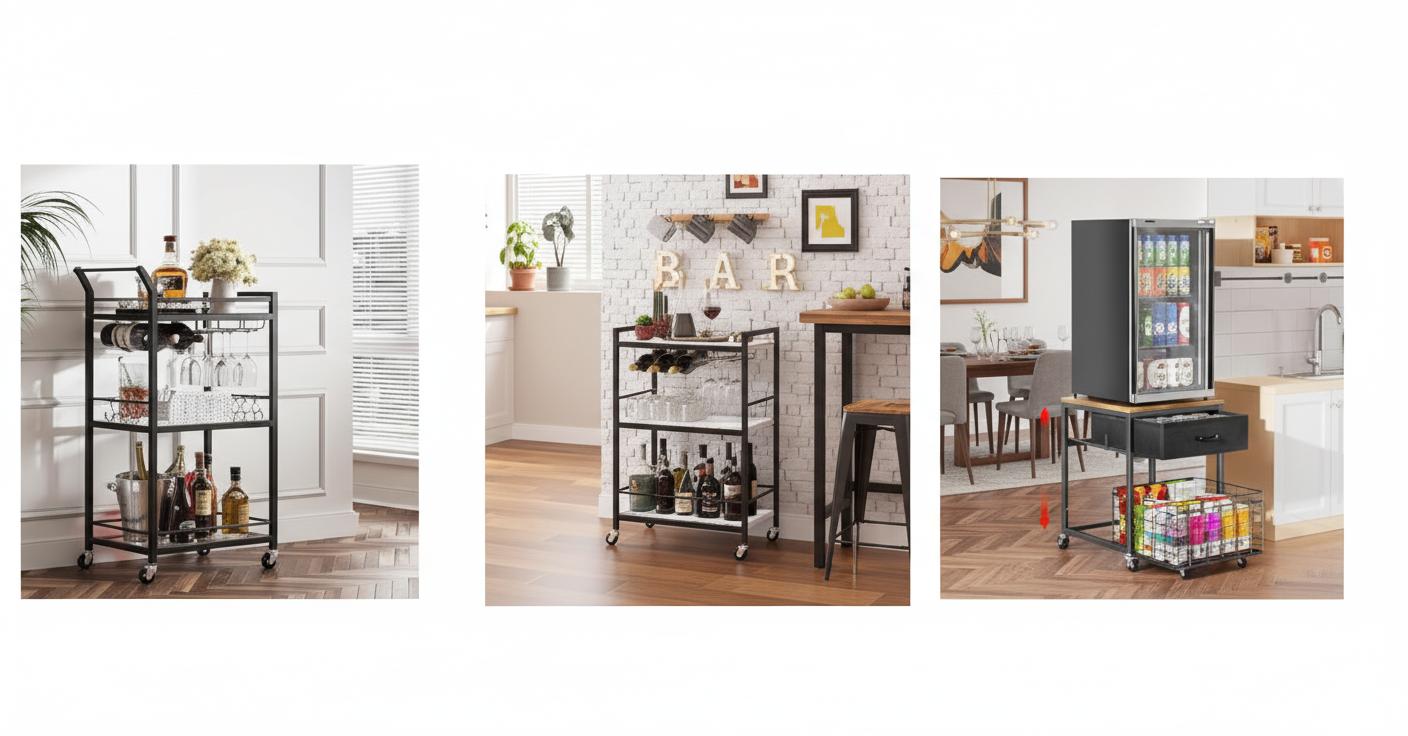 Best Swivel Bar Cart with Cooling Drawer - Stylish Design, Easy Serving, Efficient Storage