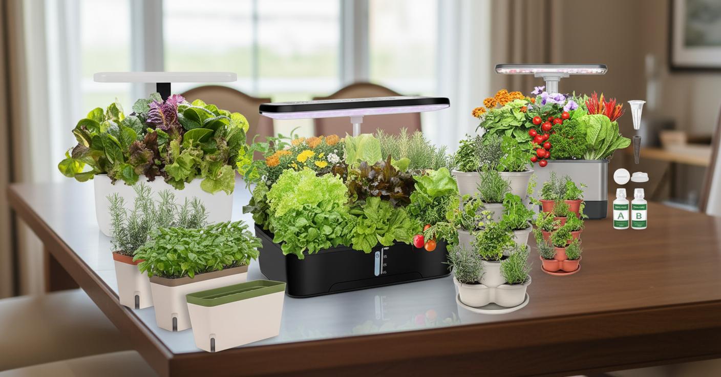 Best Tabletop Indoor Herb Garden Kit - Compact Design, Efficient LED Grow Lights, Hydroponic Gardening