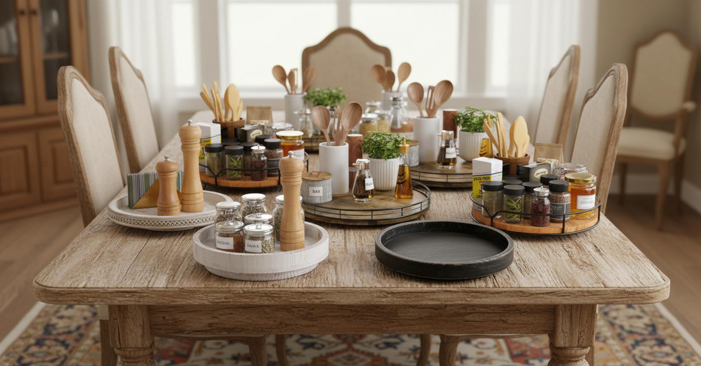 Best Vintage-Inspired Lazy Susan - Efficient Spice Organizer, 360-Degree Easy Access, Elegant Pantry Solution