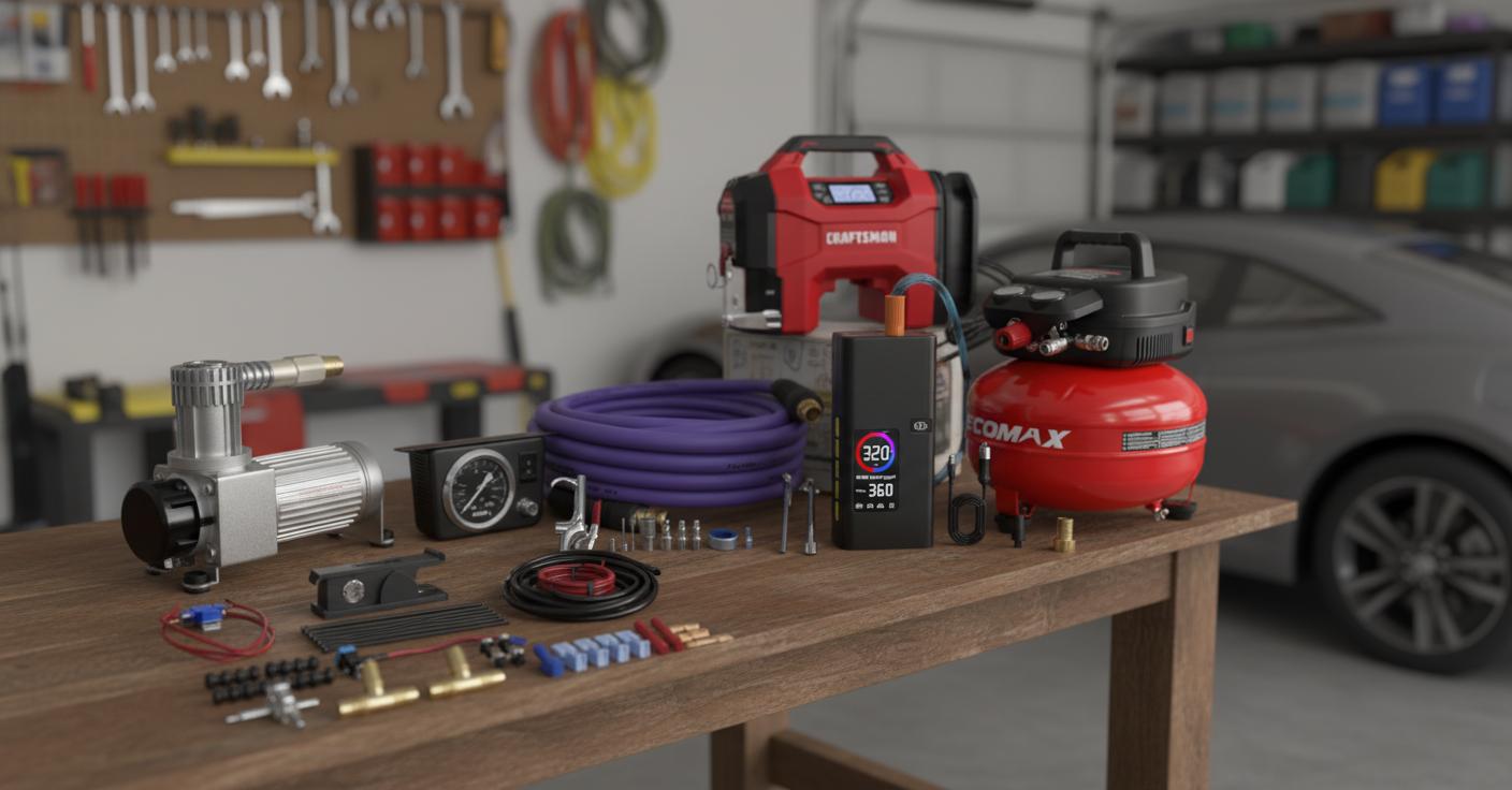Best Air Compressor with Accessory Kit - Fast Inflation, Portable Design, Versatile Use