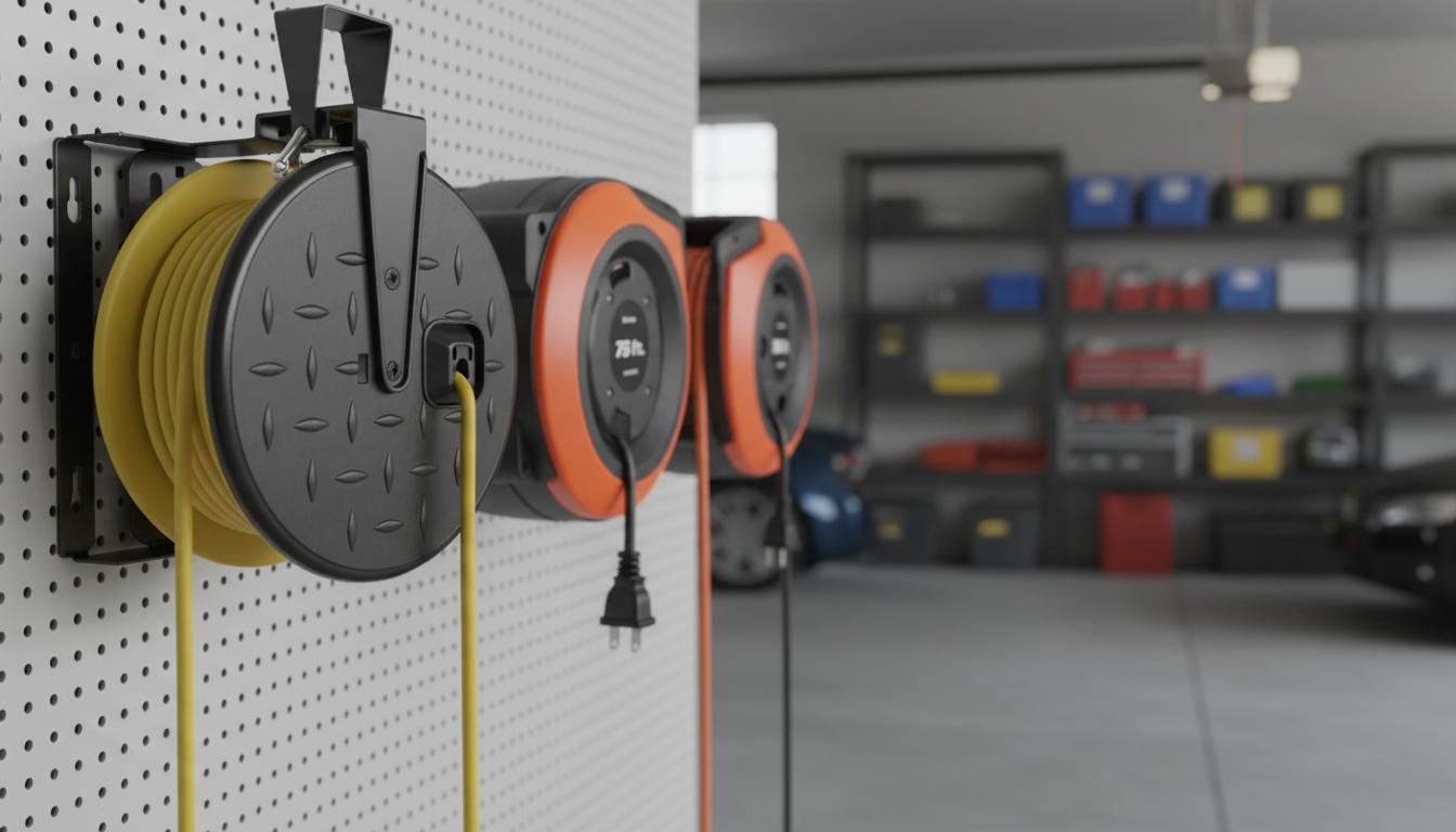Best Ceiling-Mounted Extension Cord Reel - Durable, Retractable, Ideal for Garage and Shop Use