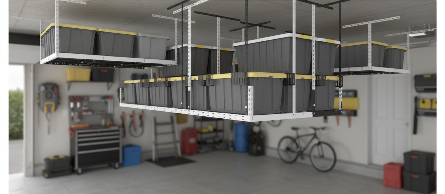 Best Ceiling-Mounted Storage Racks - Space-Saving, Adjustable Overhead Bins, Durable Design