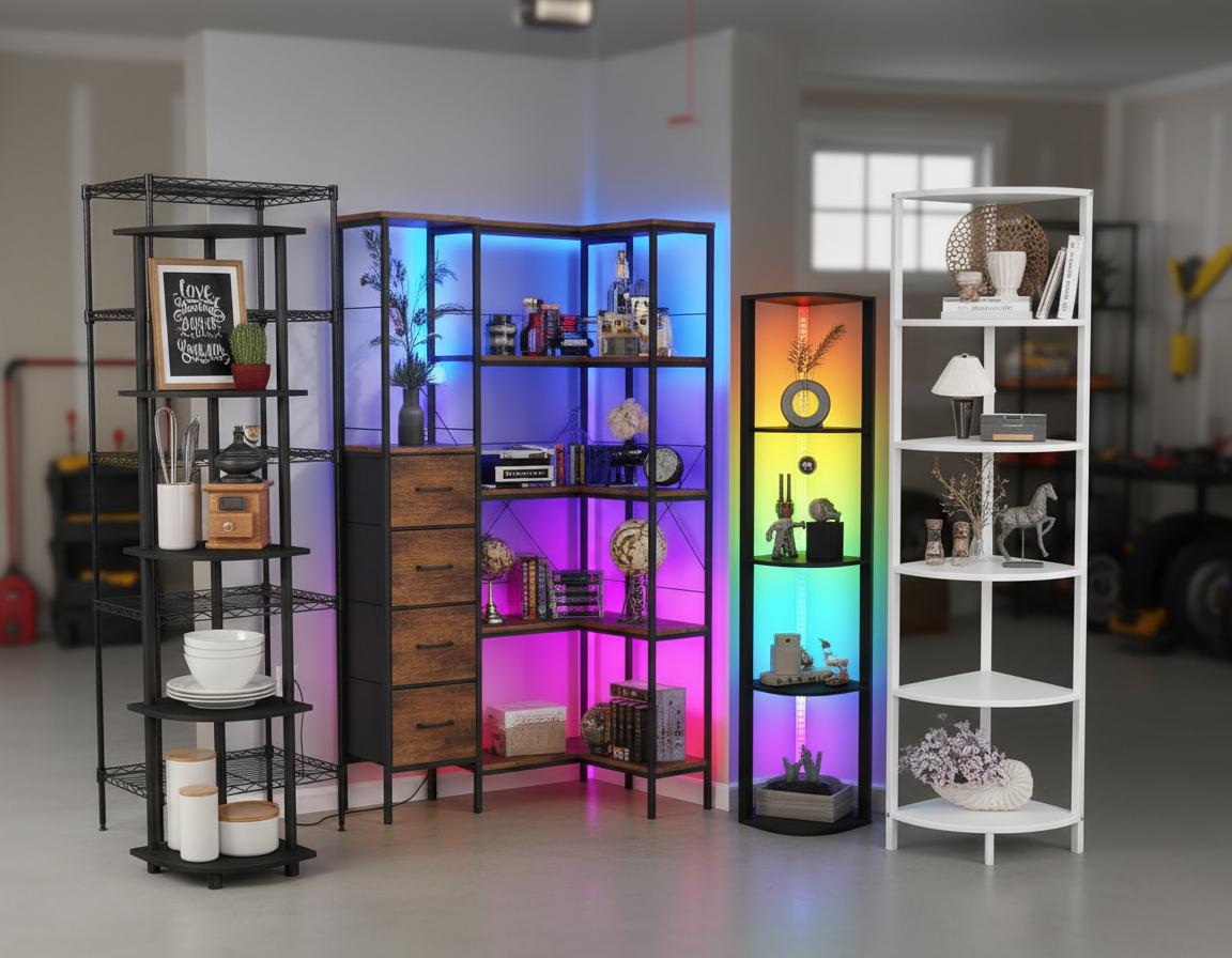 Best Corner Shelving Units - Sturdy Steel Shelves, Adjustable Design, Heavy Item Support