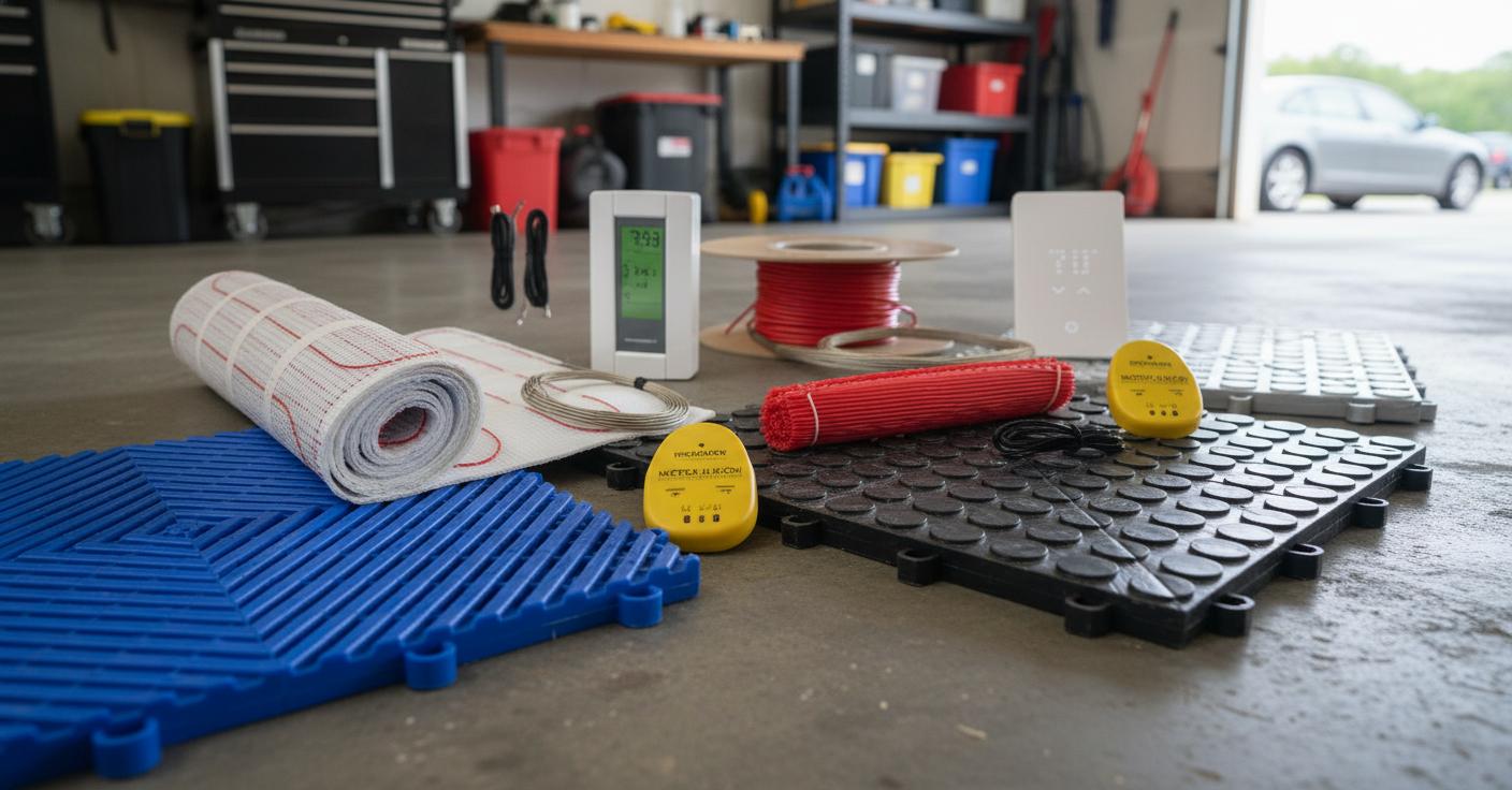 Best Garage Floor Tile System - Efficient Electric Radiant Heating, Precise Temperature Control, Easy Installation
