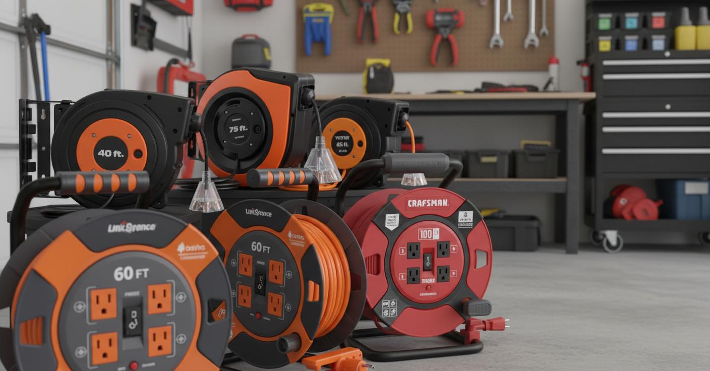 Best Heavy-duty Extension Cord Reel - Retractable 40 FT Cord, Multiple Grounded Outlets, Built-in Circuit Protection