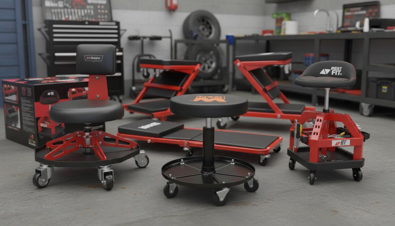 Best Rolling Mechanic Seat with Storage - Durable Construction, Comfortable Back Support, Easy Mobility