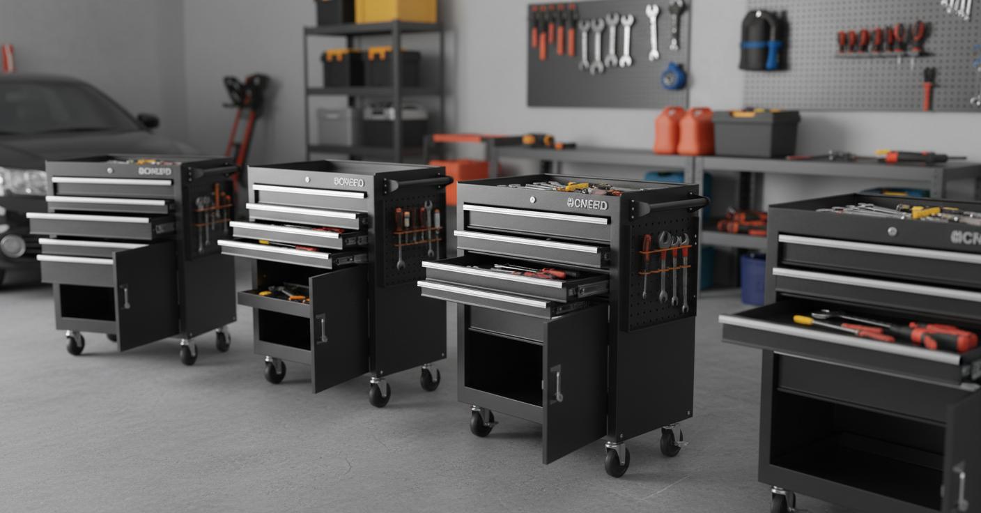 Best Rolling Tool Cart with Lockable Drawers - Portable, Organized Storage, Built-In Charging