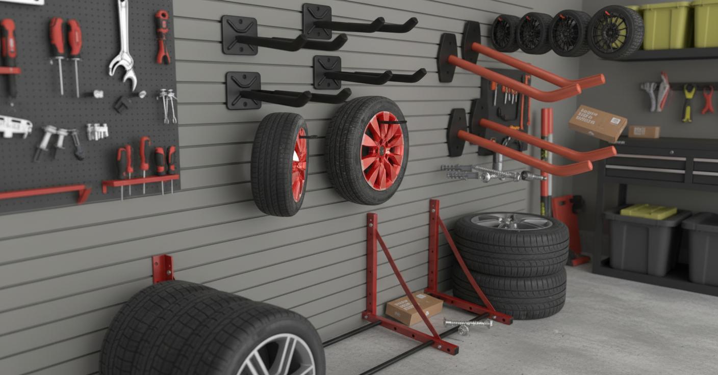 Best Wall-Mounted Tire Rack - Secure Storage, Heavy-Duty Adjustable Support, Space-Saving Design