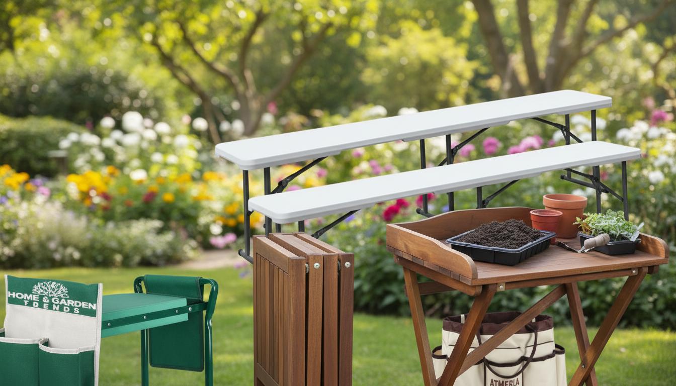 Best Folding Potting Bench - Comfortable Design, Joint Relief Support, Space-Saving Convenience
