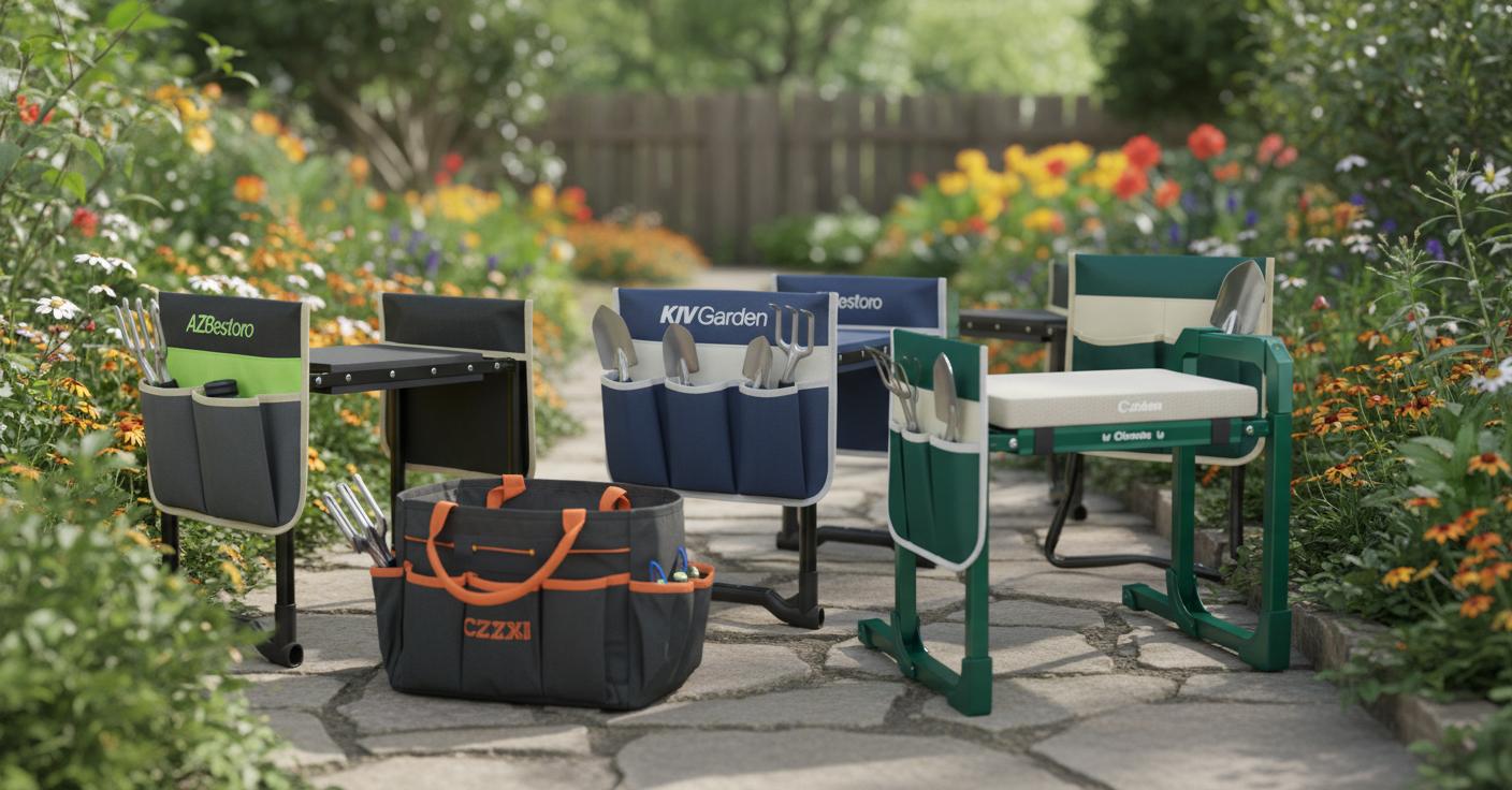 Best Garden Kneeler and Seat Combo - Knee and Back Pain Relief, Durable Foldable Seat, Ample Tool Storage