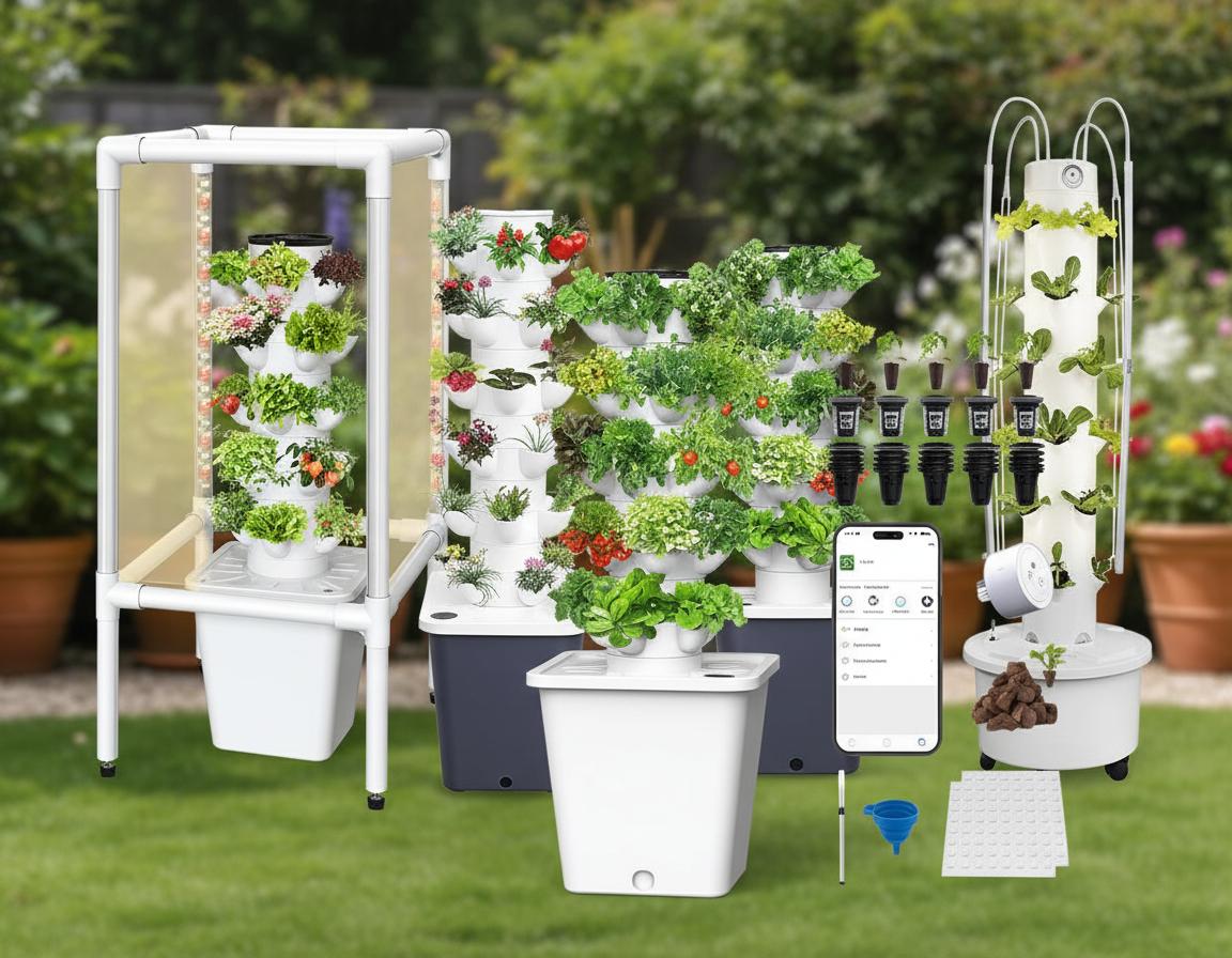 Best Outdoor Hydroponic Towers - Efficient Full-Spectrum Lighting, Space-Saving Vertical Design, Ideal for Indoor and Outdoor Gardening