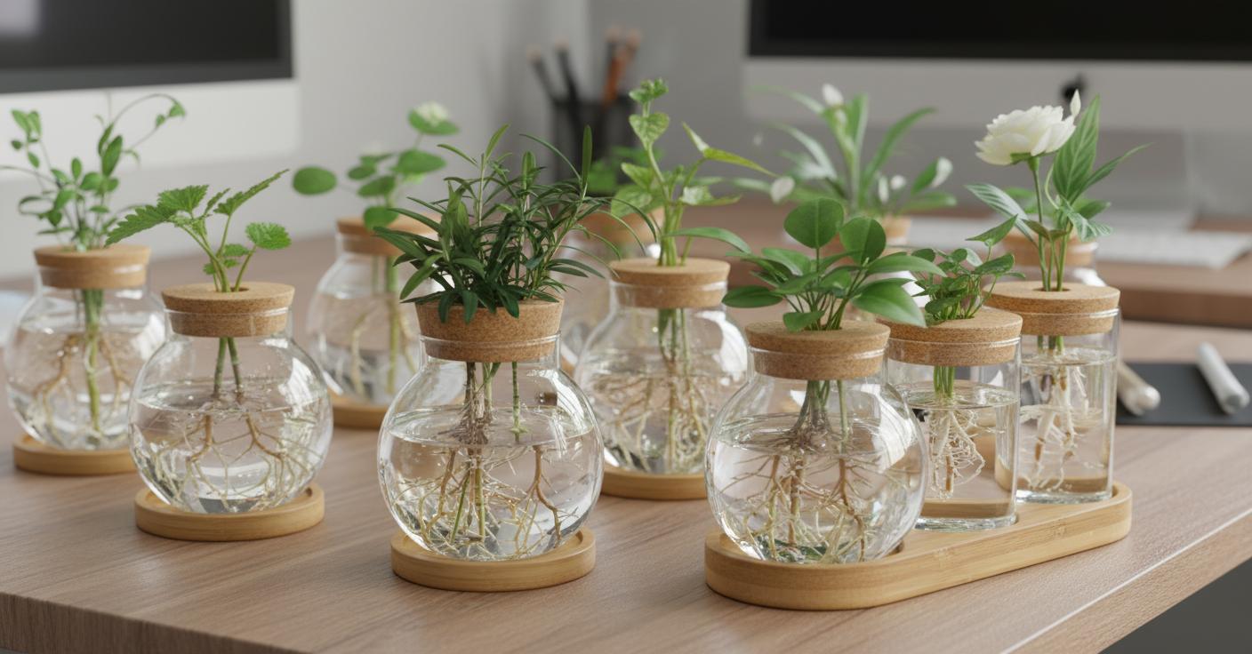 Best Cork Desktop Planter - Stylish Hydroponic Design, Space-Saving, Eco-Friendly Materials