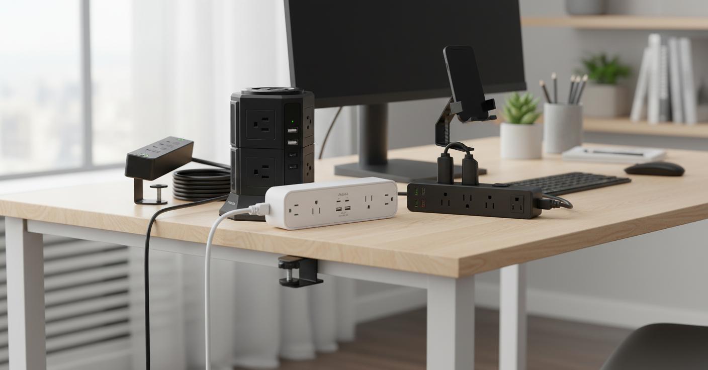 Best Desk-Mounted Power Hub - Efficient Charging, Surge Protection, and Space-Saving Design