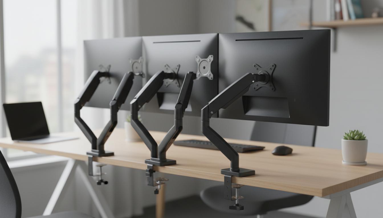 Best Dual Monitor Gas Spring Mount - Adjustable, Supports Up to 27-Inch Screens, Ergonomic Design