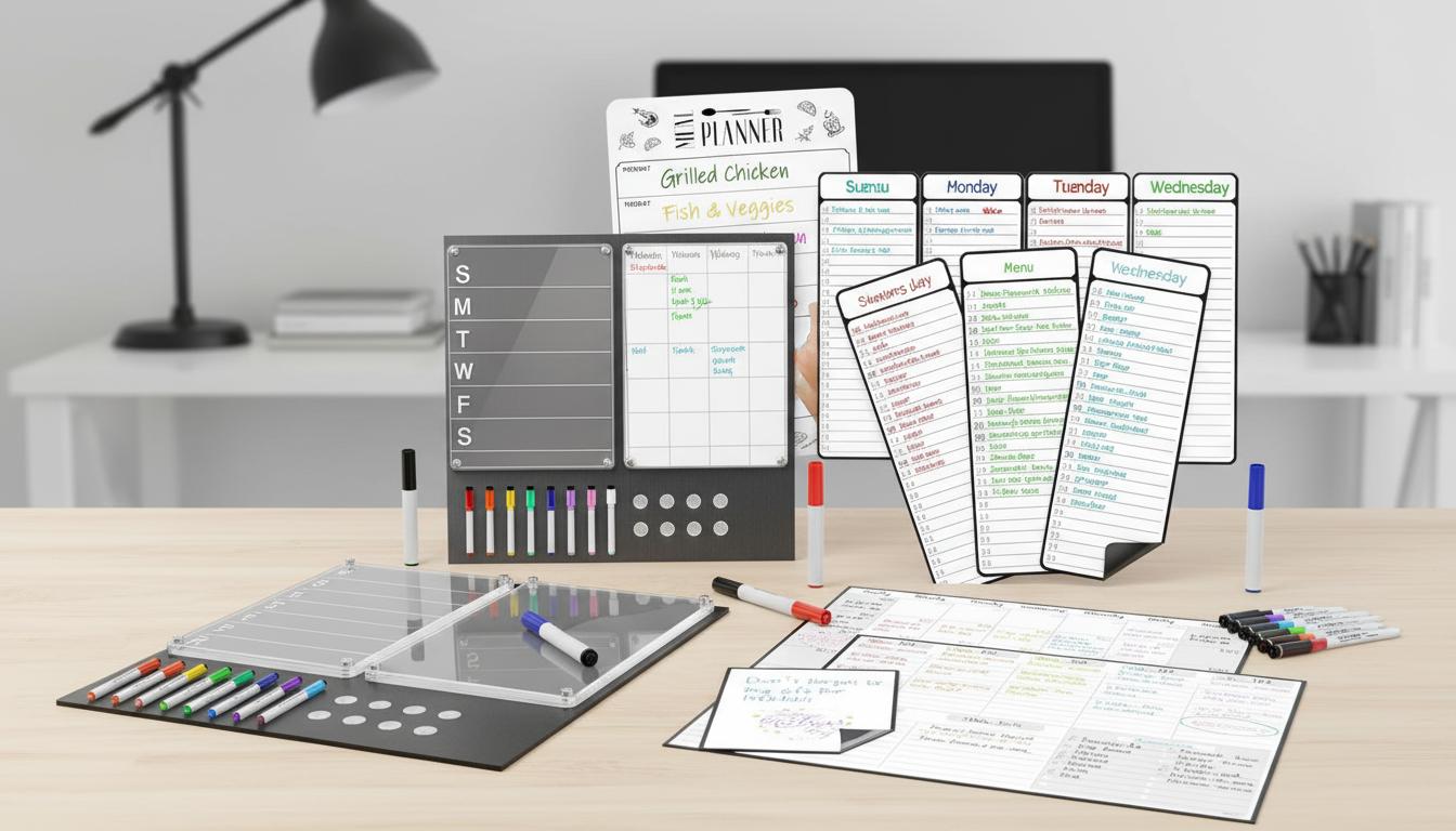 Best Magnetic Dry Erase Weekly Planner - Organizing Weekly Schedules, Easy Fridge Attachment, Reusable Surface
