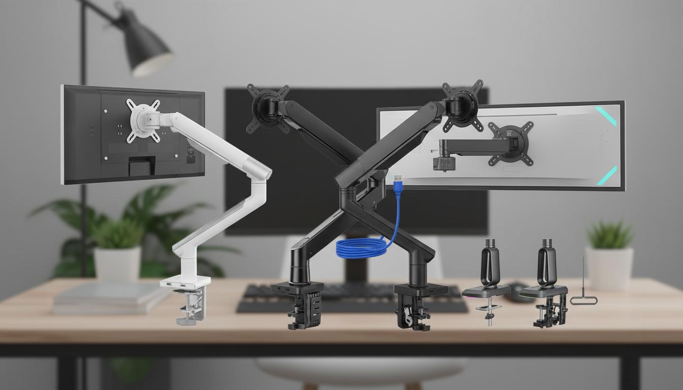 Best Monitor Arm with USB Hub - Versatile RGB Lighting, Heavy-Duty Support, and Gaming Optimization
