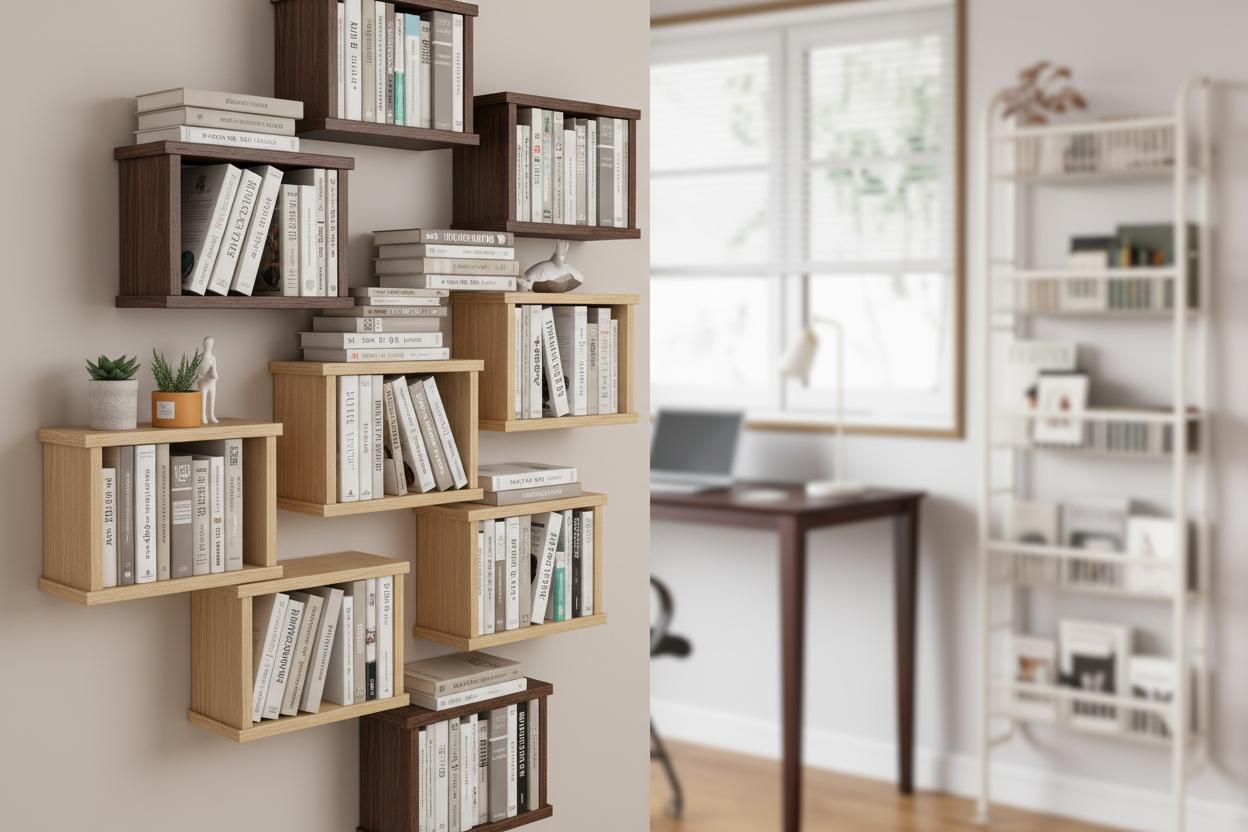 Best Space-Saving Wall-Mounted Bookshelf - Stylish Display, Rustic Charm, and Practical Design