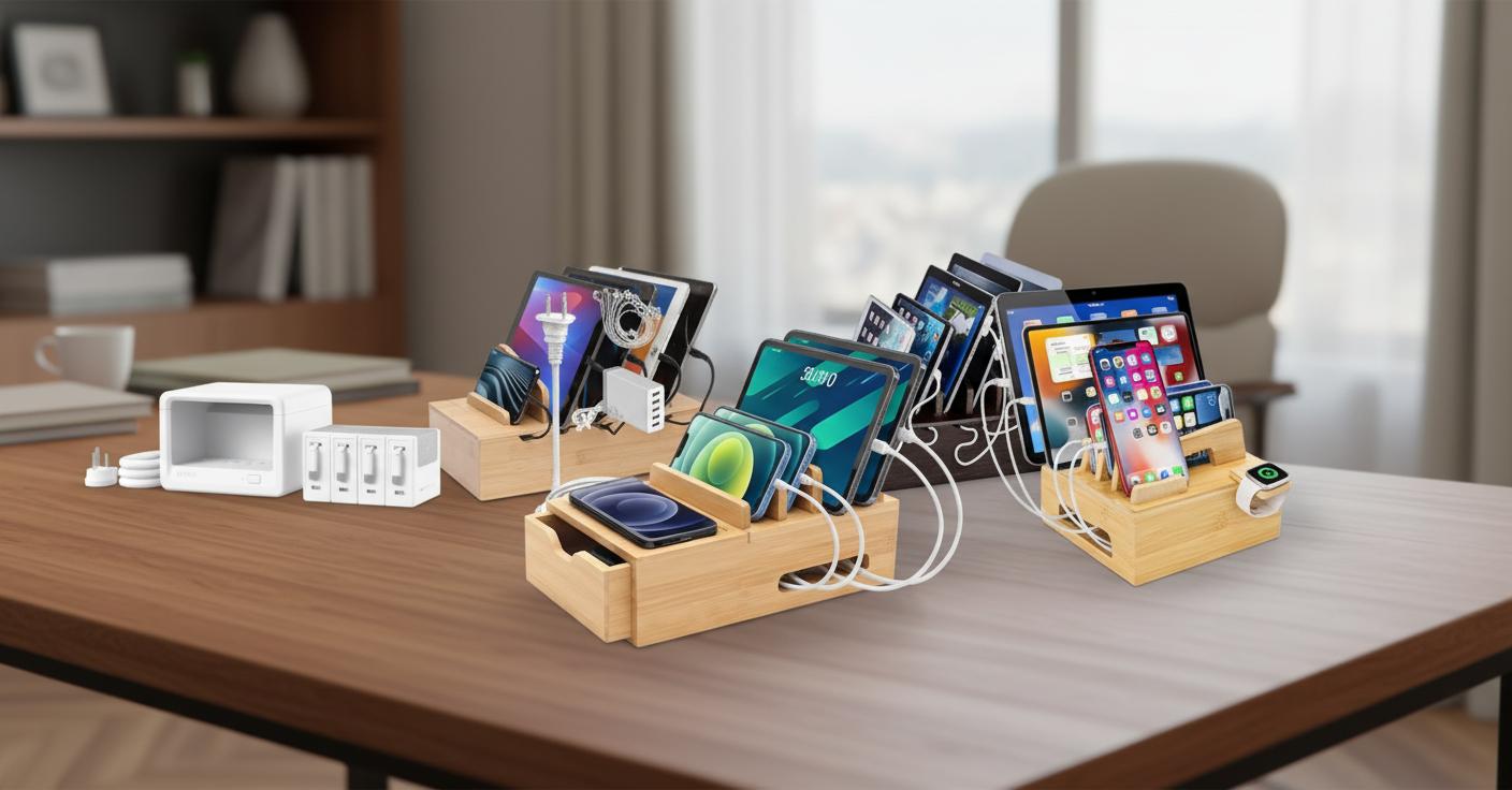 Best Wooden Desktop Charging Station - Organizing Multiple Devices, Efficient Charging, and Stylish Design