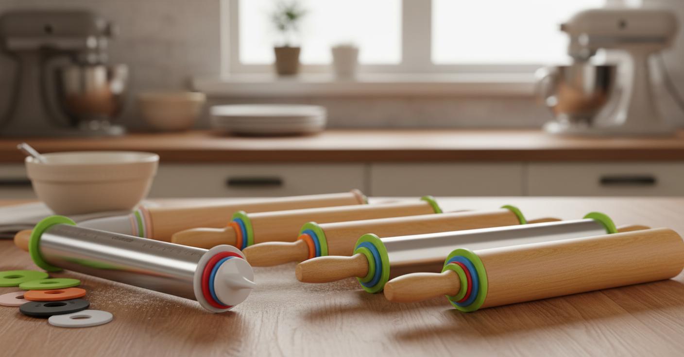 Best Adjustable Rolling Pin with Thickness Rings - Precise Dough Thickness Control, Easy to Use, Durable Material