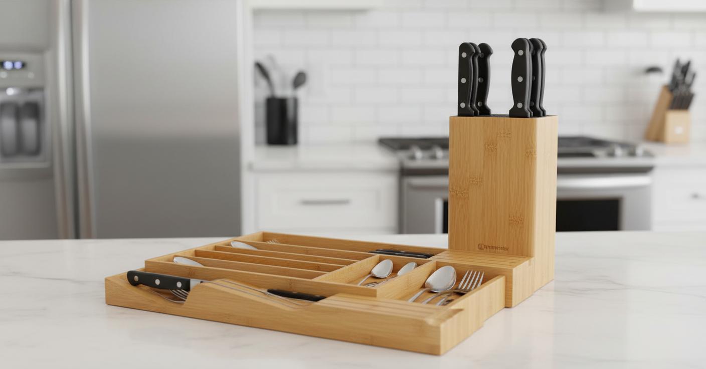 Best Bamboo Utensil Holder with Knife Block - Durable, Space-Saving, and Stylish Kitchen Organizer