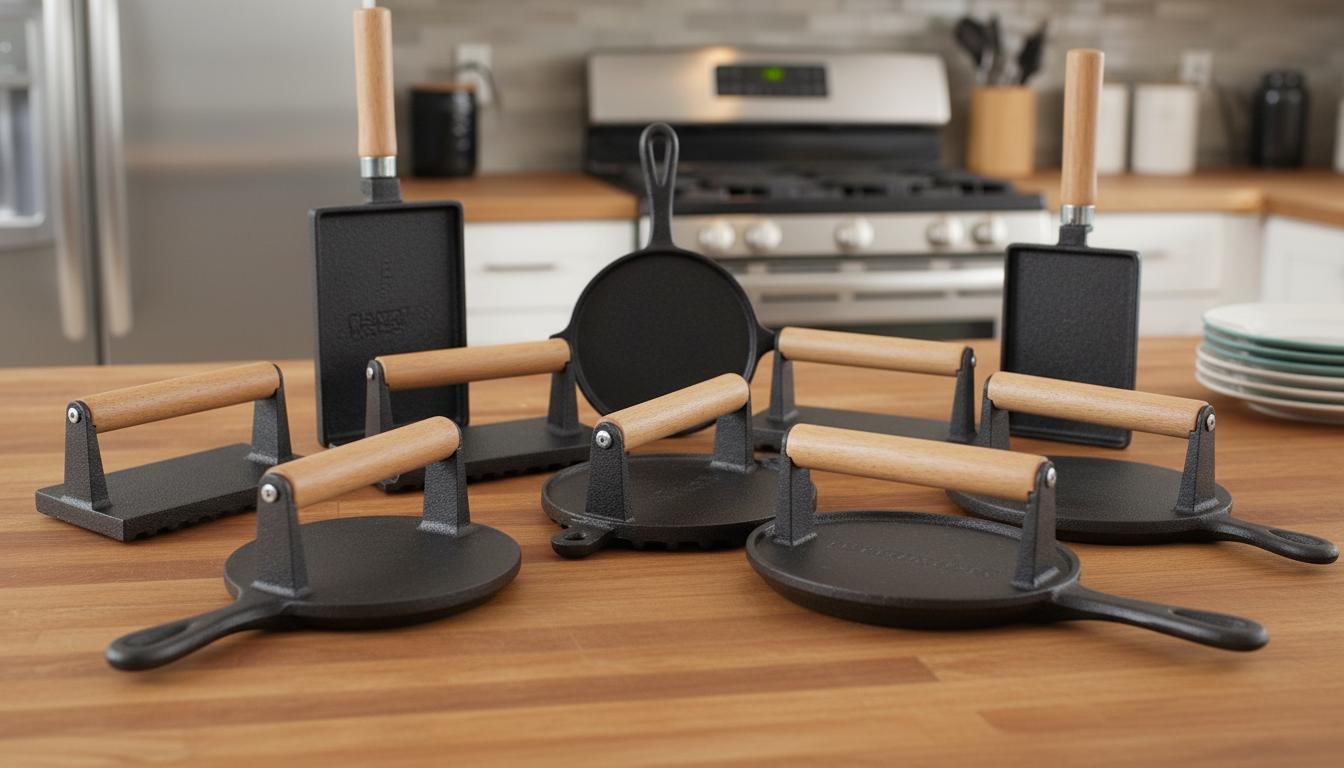 Best Cast Iron Sandwich Press - Perfectly Even Grilling, Quick Searing, and Durable Heat Retention
