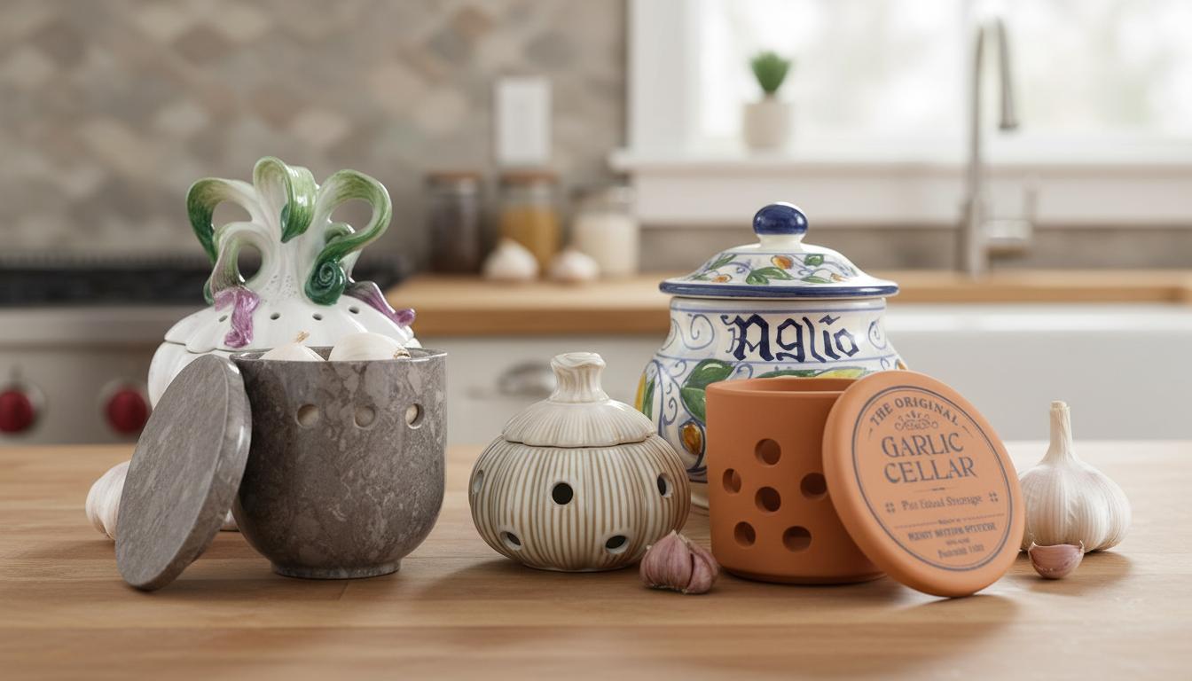 Best Decorative Ceramic Garlic Keeper - Preserves Freshness, Extends Shelf Life, Stylish Kitchen Storage