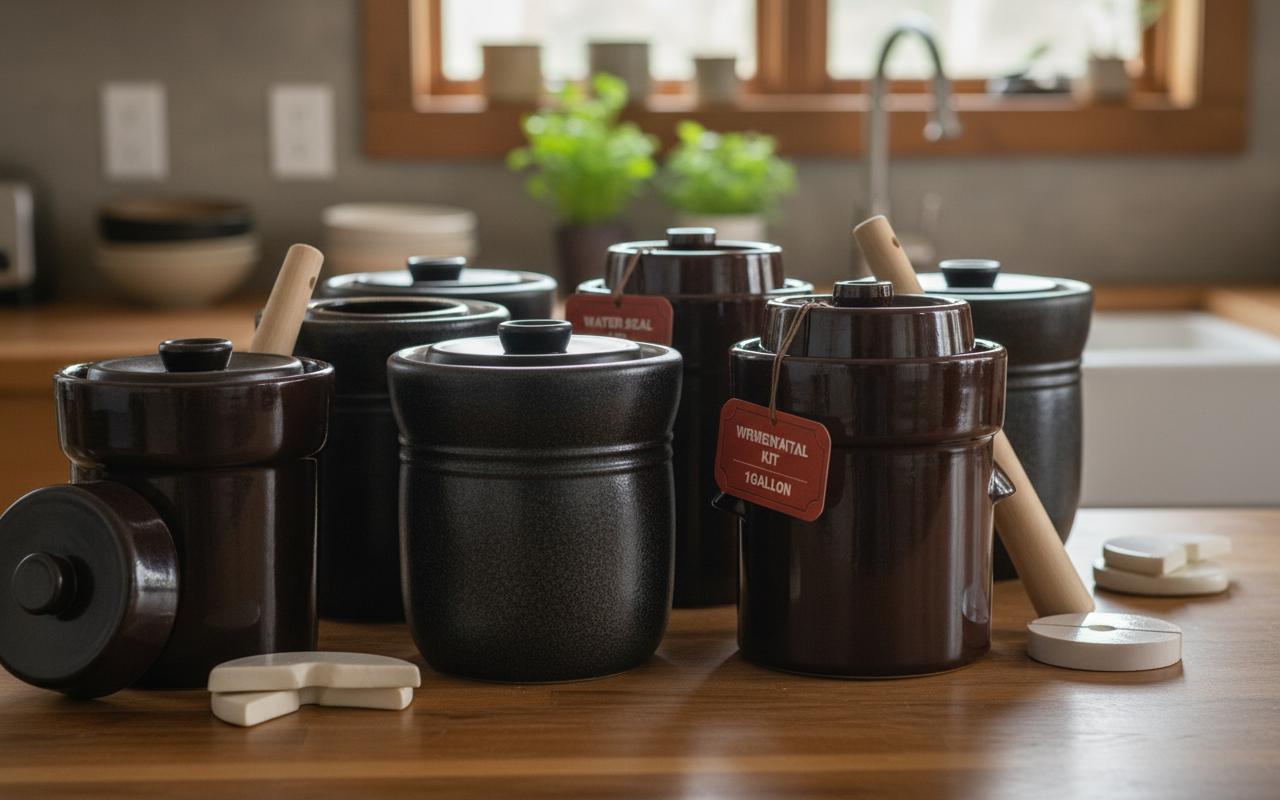 Best Japanese-Style Fermentation Crock - Efficient Vegetable Fermenting, Ideal for Kombucha Brewing, Durable Ceramic Design