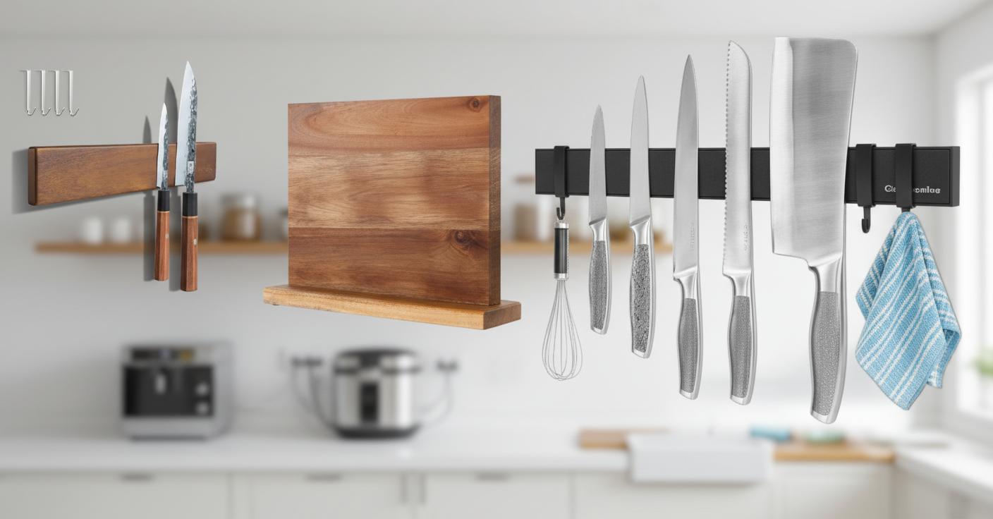 Best Magnetic Knife Strip with Utensil Hooks - Space-Saving, Wall-Friendly, and Durable