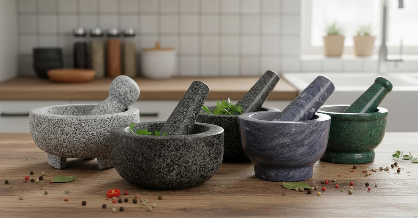 Best Mortar and Pestle - Granite or Marble, Authentic Handcrafted Design, Perfect for Guacamole and Spice Grinding