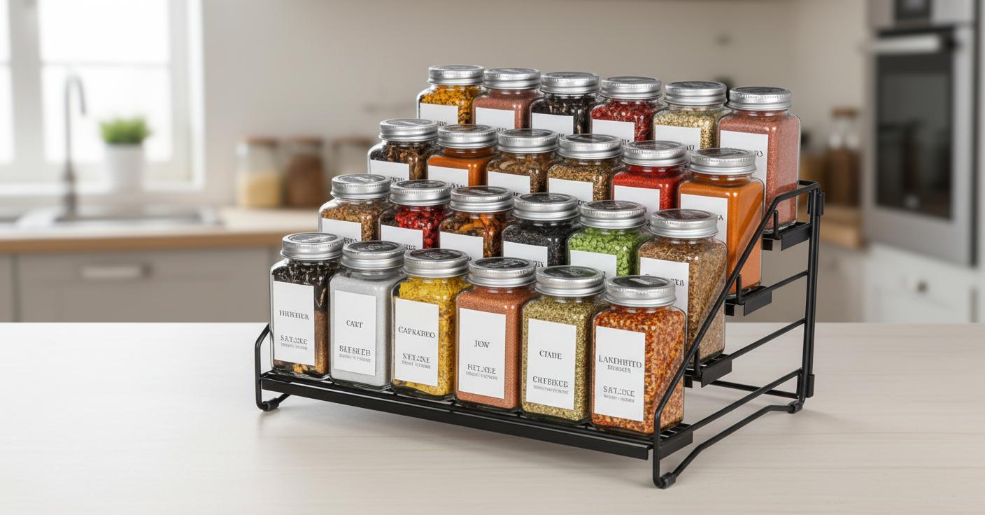 Best Multi-tier Spice Organizer - Adjustable Depth, Stylish Design, Maximizes Cabinet Space