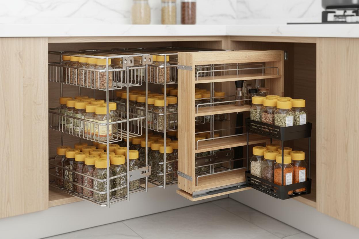 Best Pull-Out Spice Rack - Maximizing Kitchen Cabinet Storage, Easy-Access Pull-Out Design, Space-Saving Organization
