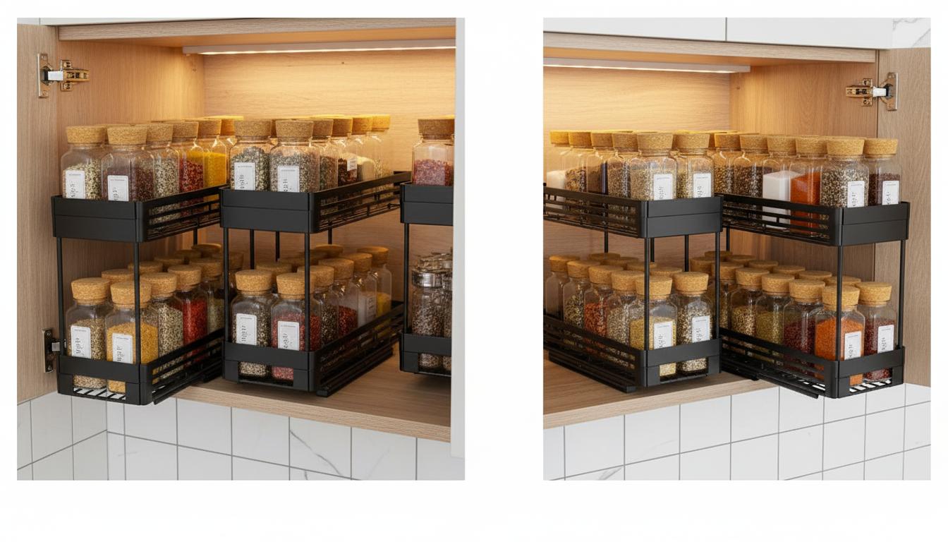 Best Pull-Out Spice Rack Organizer - Maximizing Narrow Cabinet Storage, Easy Pull-Out Access, Space-Saving Design