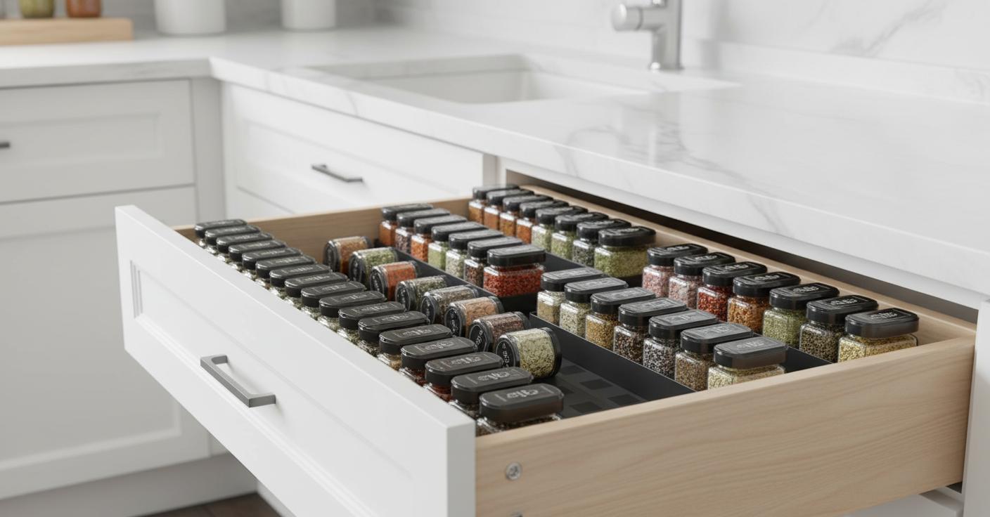 Best Stackable Spice Rack Drawer - Customizable, Space-Saving, and Easy to Access