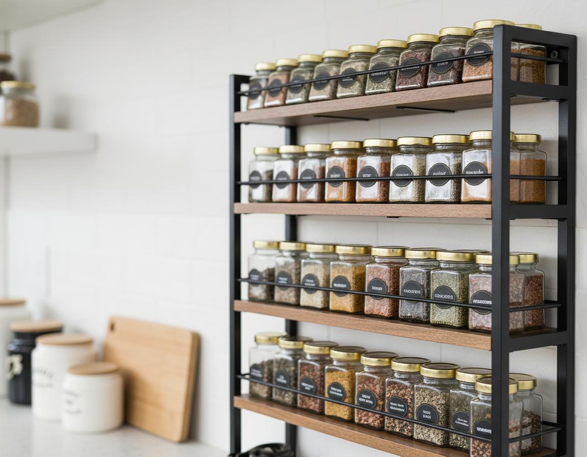 Best Wall-Mounted Spice Rack with Jars - Space-Saving Design, Easy Access, Durable Materials