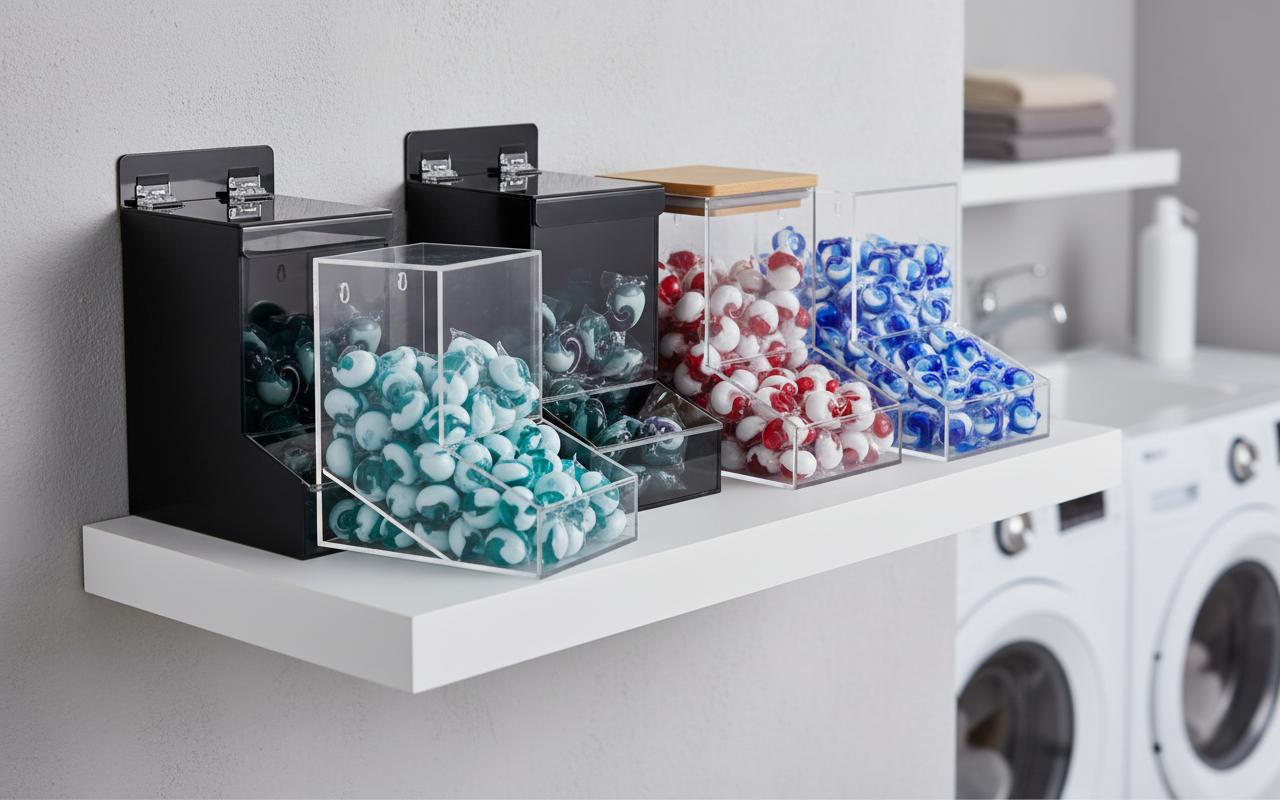 Best Folding Wall Dispenser for Laundry Pods - Organized Storage, Easy Accessibility, Space-Saving Design