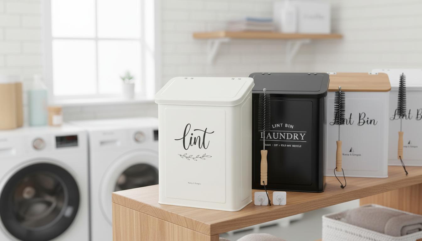 Best Lint Bin with Filter - Efficient Dryer Lint Collection, Stylish Farmhouse Decor, Durable and Easy to Clean