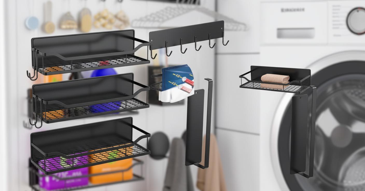 Best Magnetic Laundry Organizer Shelf - Maximizing Storage Space Without Drilling, Easy Installation, and Durable Design