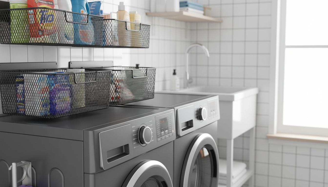 Best Magnetic Mesh Laundry Organizer - Space-Saving, Easy Installation, Durable Mesh Design