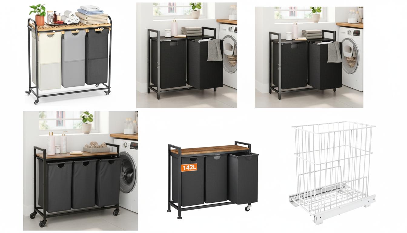 Best Pull-Out Laundry Hamper System - Organizes by Color, Sorts by Fabric, Ensures Easy Transport