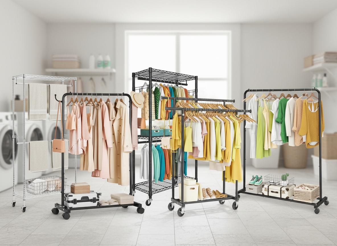 Best Rolling Garment Rack - Maximizing Closet Space, Sturdy Double Hanging Rods, Durable Mobility
