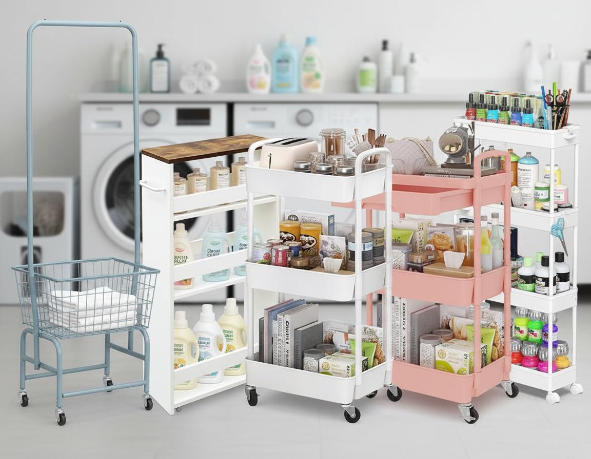 Best Space-Saving Rolling Laundry Cart - Organized Design, Mobile Convenience, Durable Build
