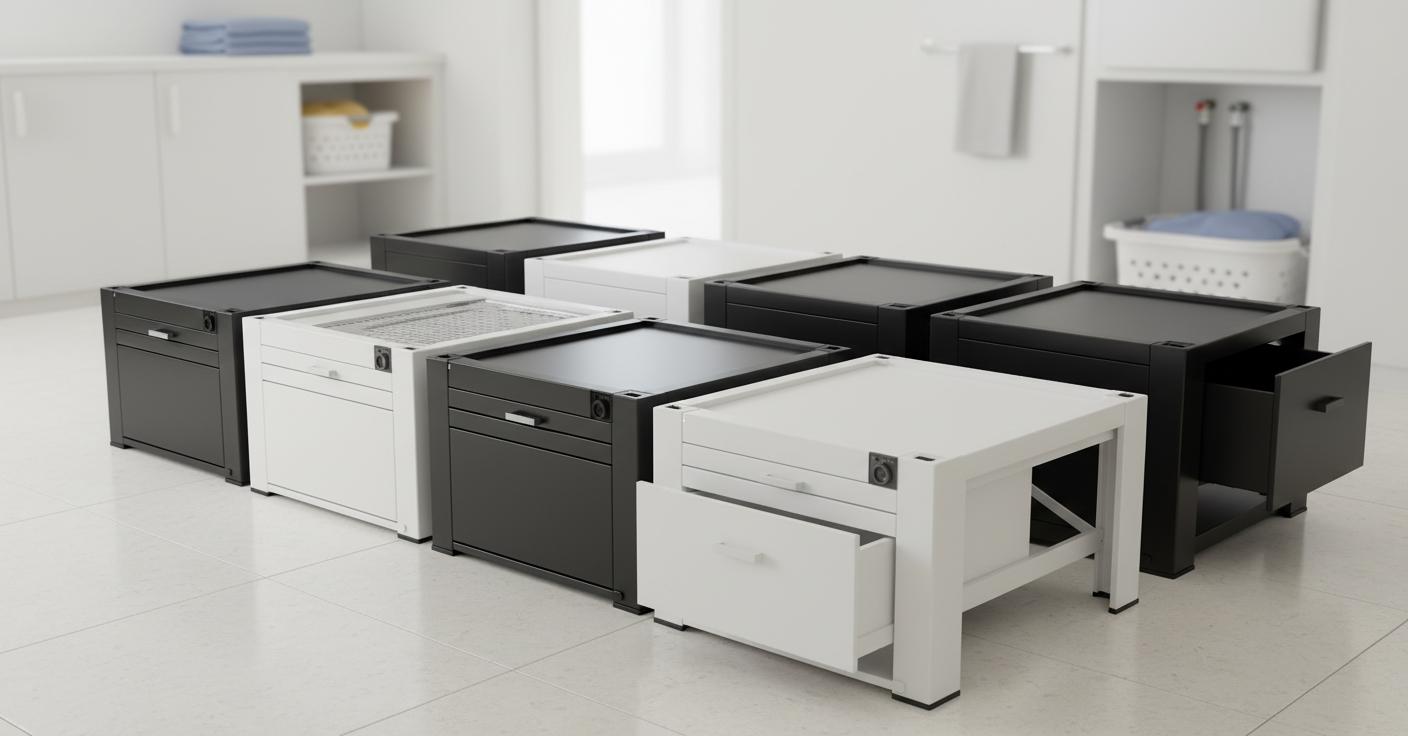 Best Stackable Washer-Dryer Pedestal with Storage - Ergonomic Height, Ample Space, and Durable Design