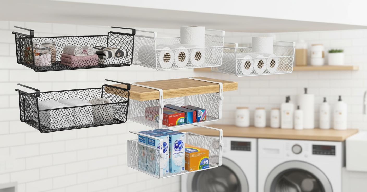 Best Under-Shelf Hanging Basket for Supplies - Heavy-Duty, Expandable, Space-Maximizing
