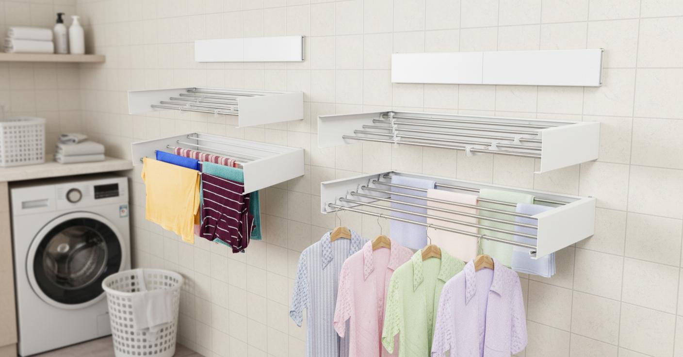Best Wall-Mounted Folding Drying Rack - Space-Saving, Retractable Design, Easy Installation